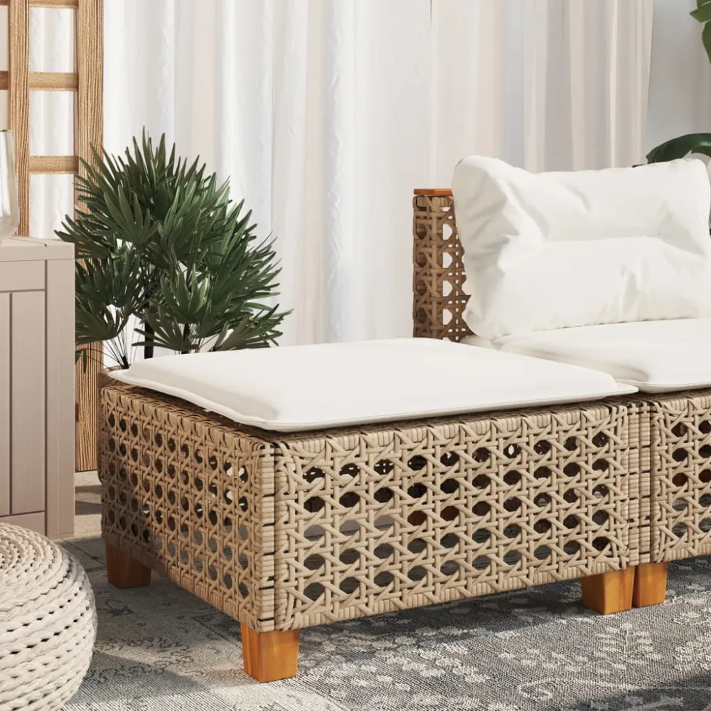 Tuinkruk met kussen 63,5x56x32 cm poly rattan beige vidaXL