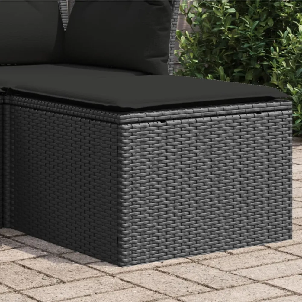 Tuinkruk met kussen zwart 55x55x37 cm poly rattan vidaXL