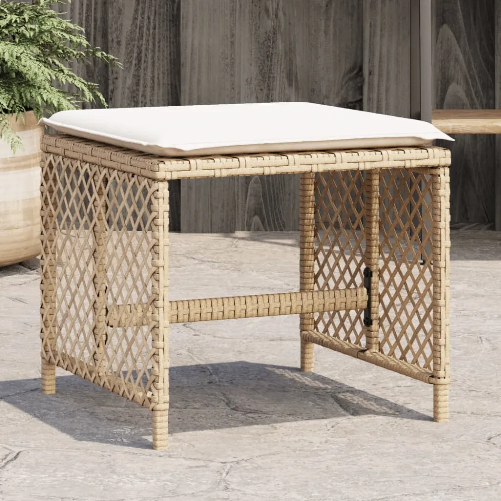 Tuinkrukken 4 st met kussens 41x41x36 cm poly rattan beige vidaXL