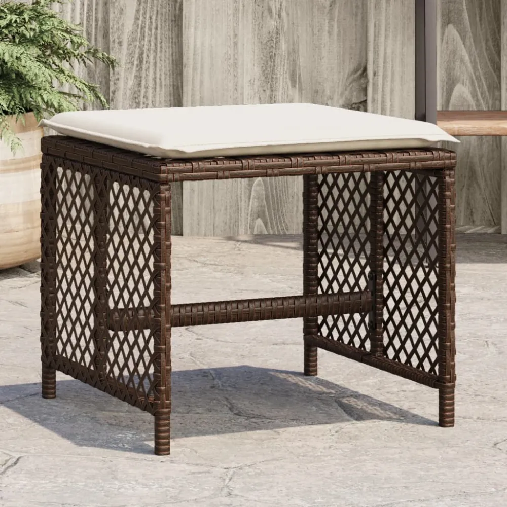 Tuinkrukken 4 st met kussens 41x41x36 cm poly rattan bruin vidaXL