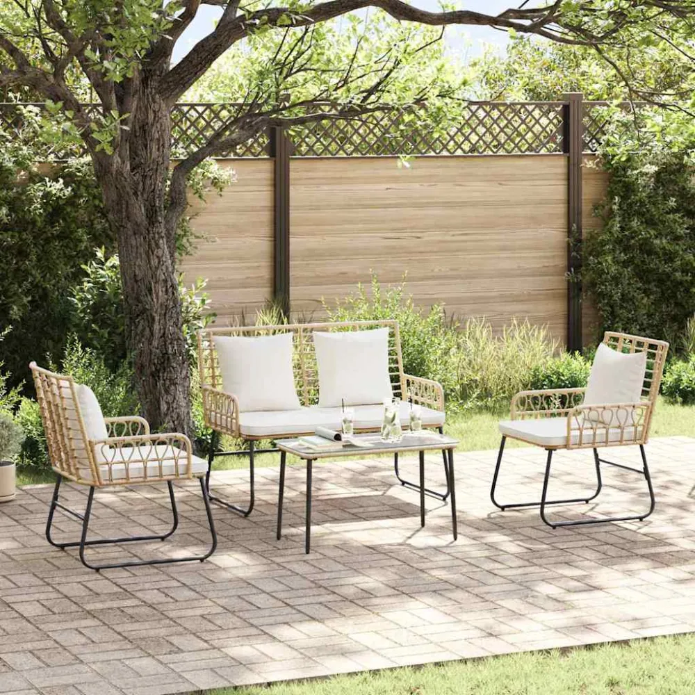 Tuinmeubelset met kussen 4 pcs Zwart en Anthraciet poly rattan vidaXL