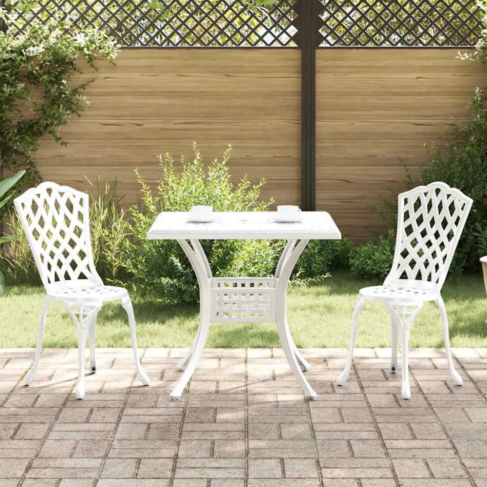 Tuinset 3 pcs Wit Gegoten aluminium vidaXL
