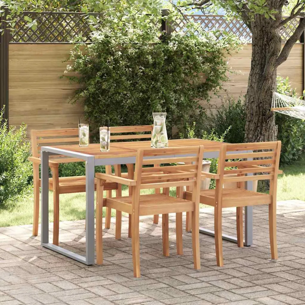 Tuinstafel Grijs 140 x 80 x 75 cm Massief Acaciahout vidaXL