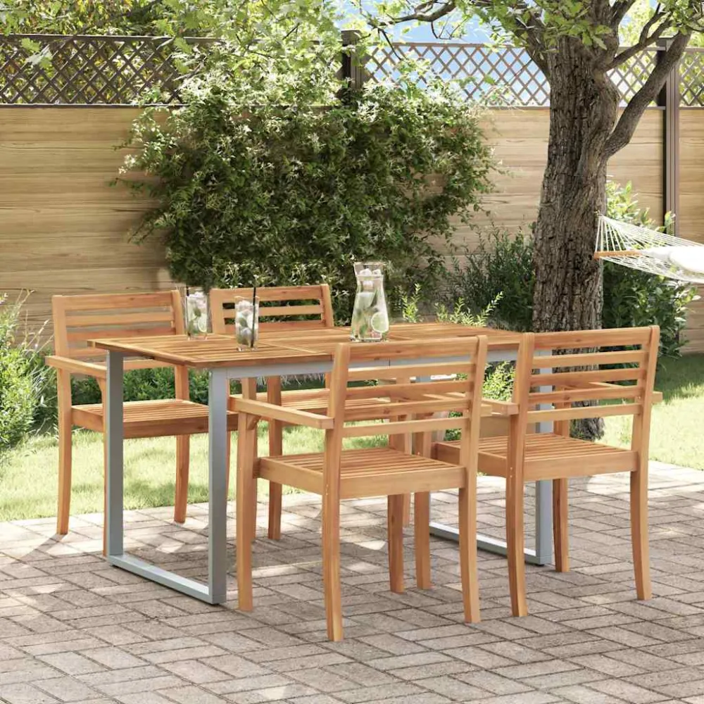 Tuinstafel Grijs 140 x 80 x 75 cm Massief Acaciahout vidaXL