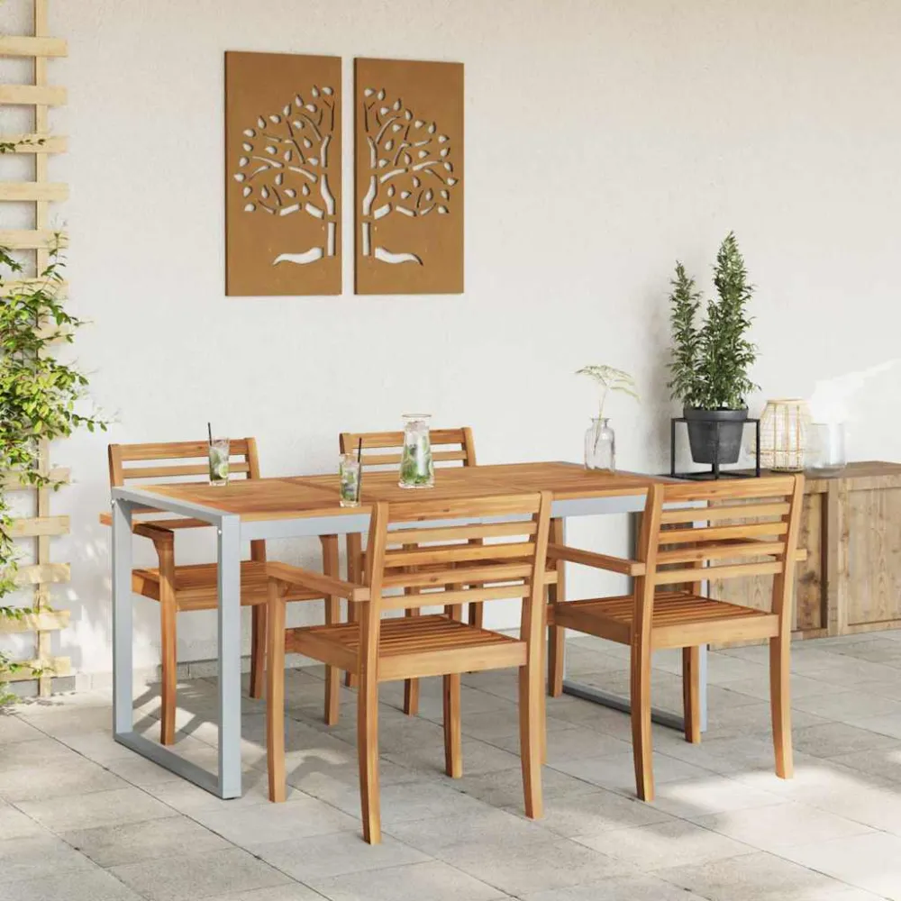 Tuinstafel Grijs 160 x 80 x 75 cm Massief Acaciahout vidaXL