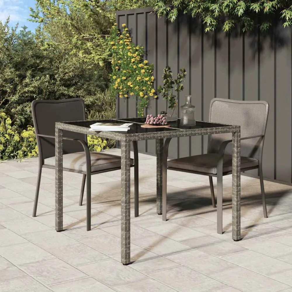 Tuinstafel Grijs 90 x 90 x 75 cm poly rattan vidaXL