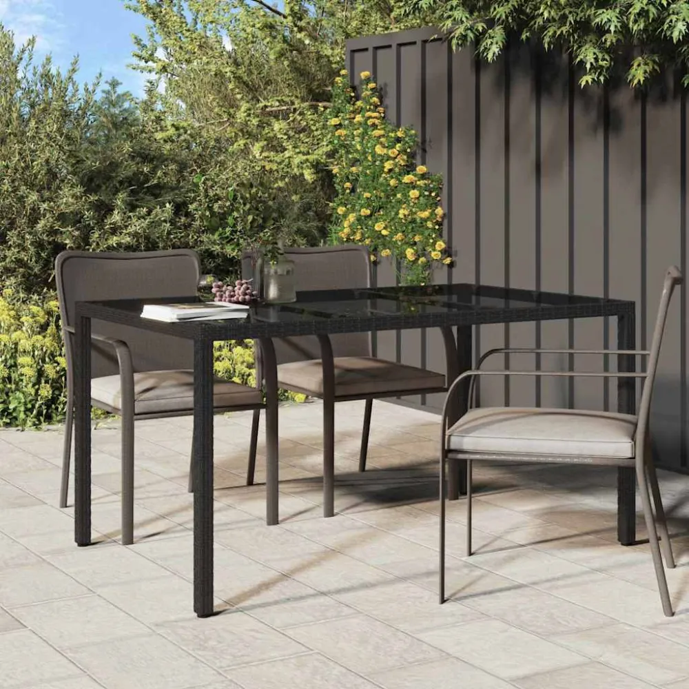 Tuinstafel Zwart 150 x 90 x 75 cm poly rattan vidaXL