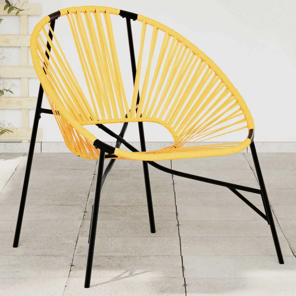 Tuinstoel Egg poly rattan zwart en geel vidaXL