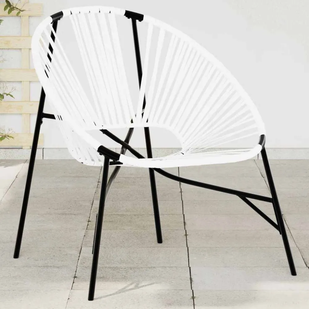 Tuinstoel Egg poly rattan zwart wit vidaXL