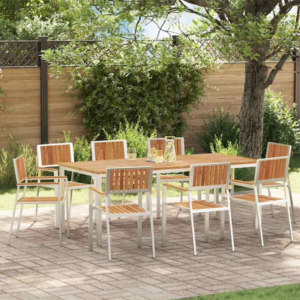 Tuinstoel 8 pcs Bruin 56 x 54,5 x 87 cm Massief Acaciahout vidaXL