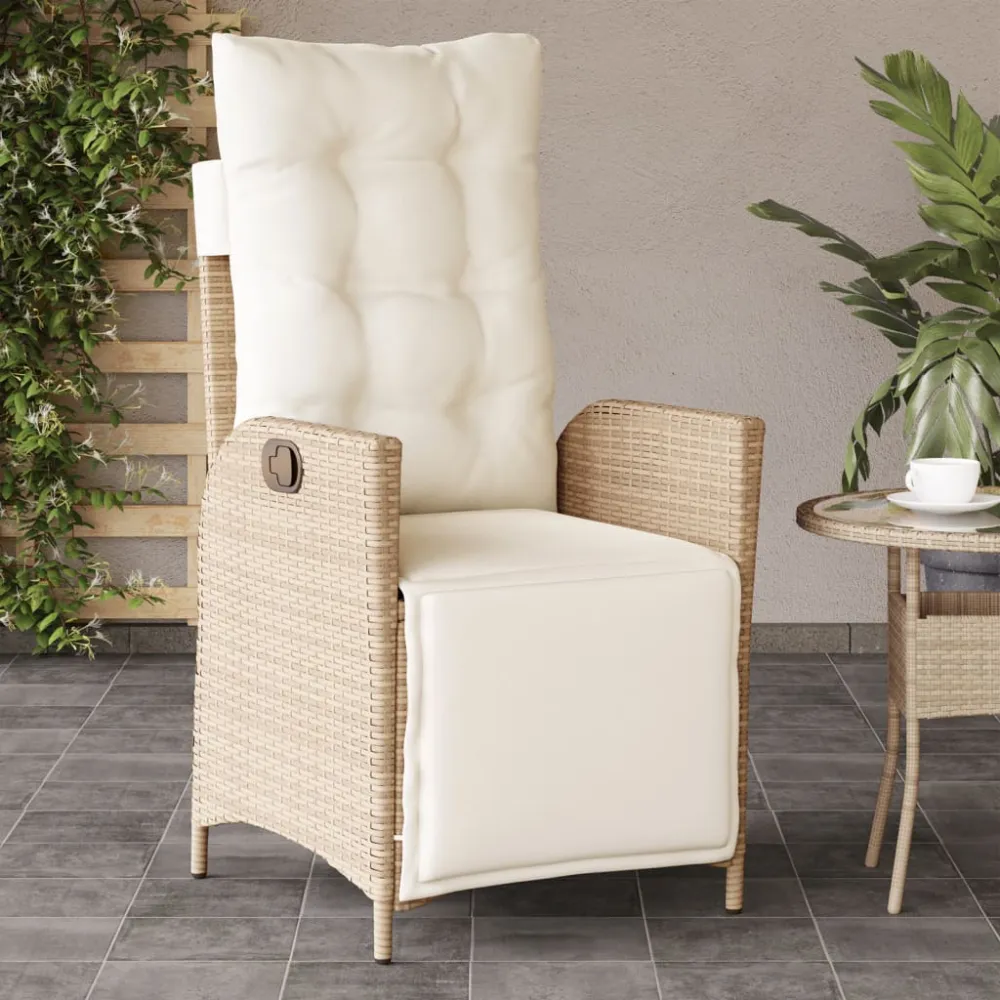 Tuinstoel verstelbaar met voetensteun poly rattan beige vidaXL