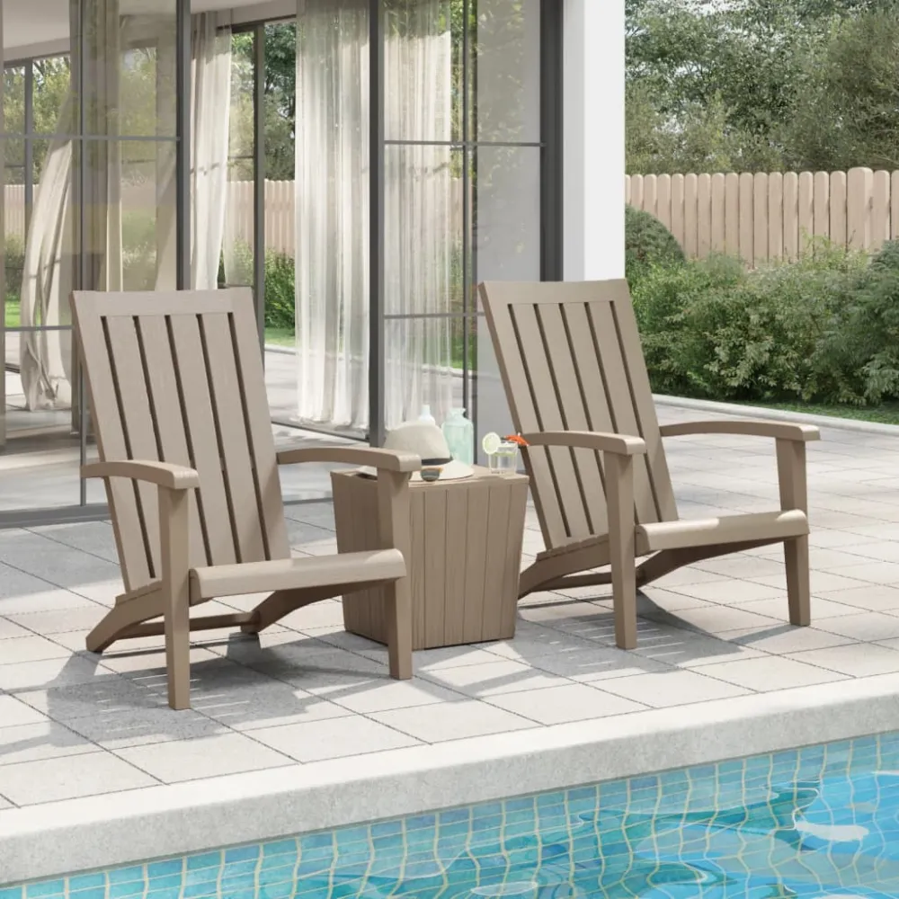 Tuinstoelen Adirondack 2 st polypropeen lichtbruin vidaXL