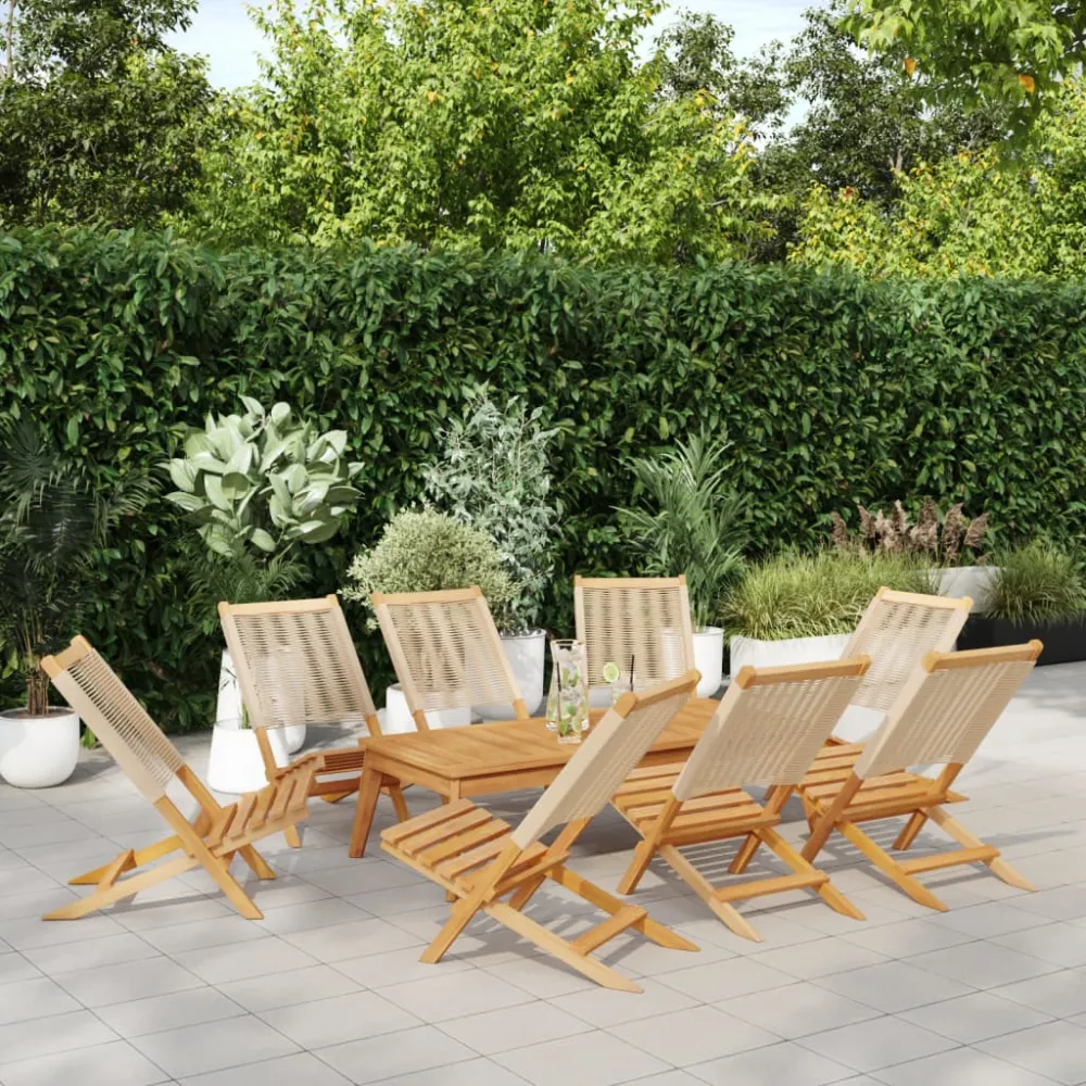 Tuinstoelen 8 st inklapbaar massief acaciahout beige vidaXL