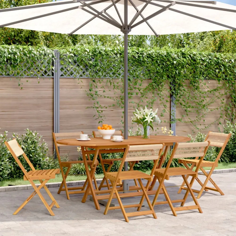 Tuinstoelen 6 st inklapbaar massief acaciahout beige vidaXL
