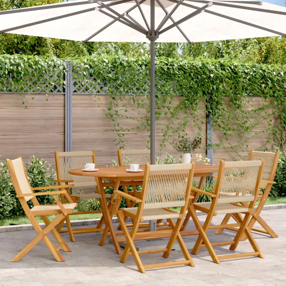 Tuinstoelen 6 st inklapbaar massief acaciahout beige vidaXL