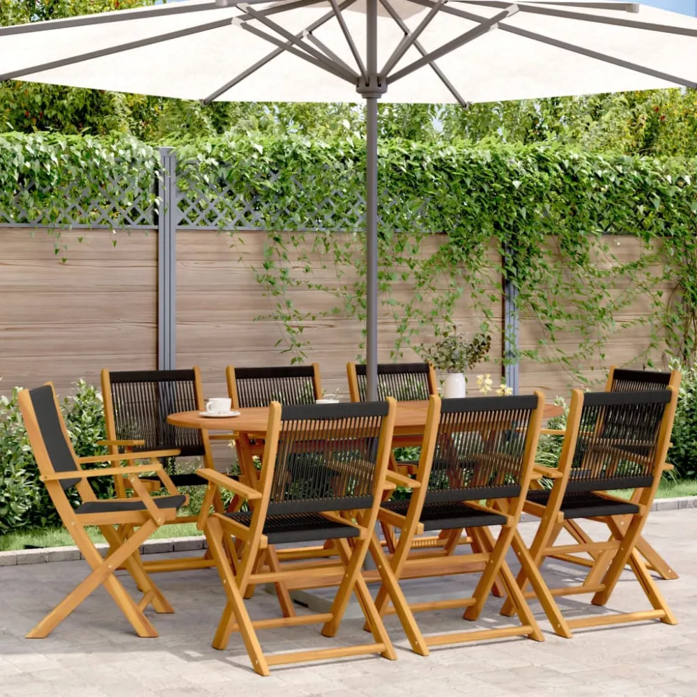 Tuinstoelen 8 st inklapbaar massief acaciahout zwart vidaXL