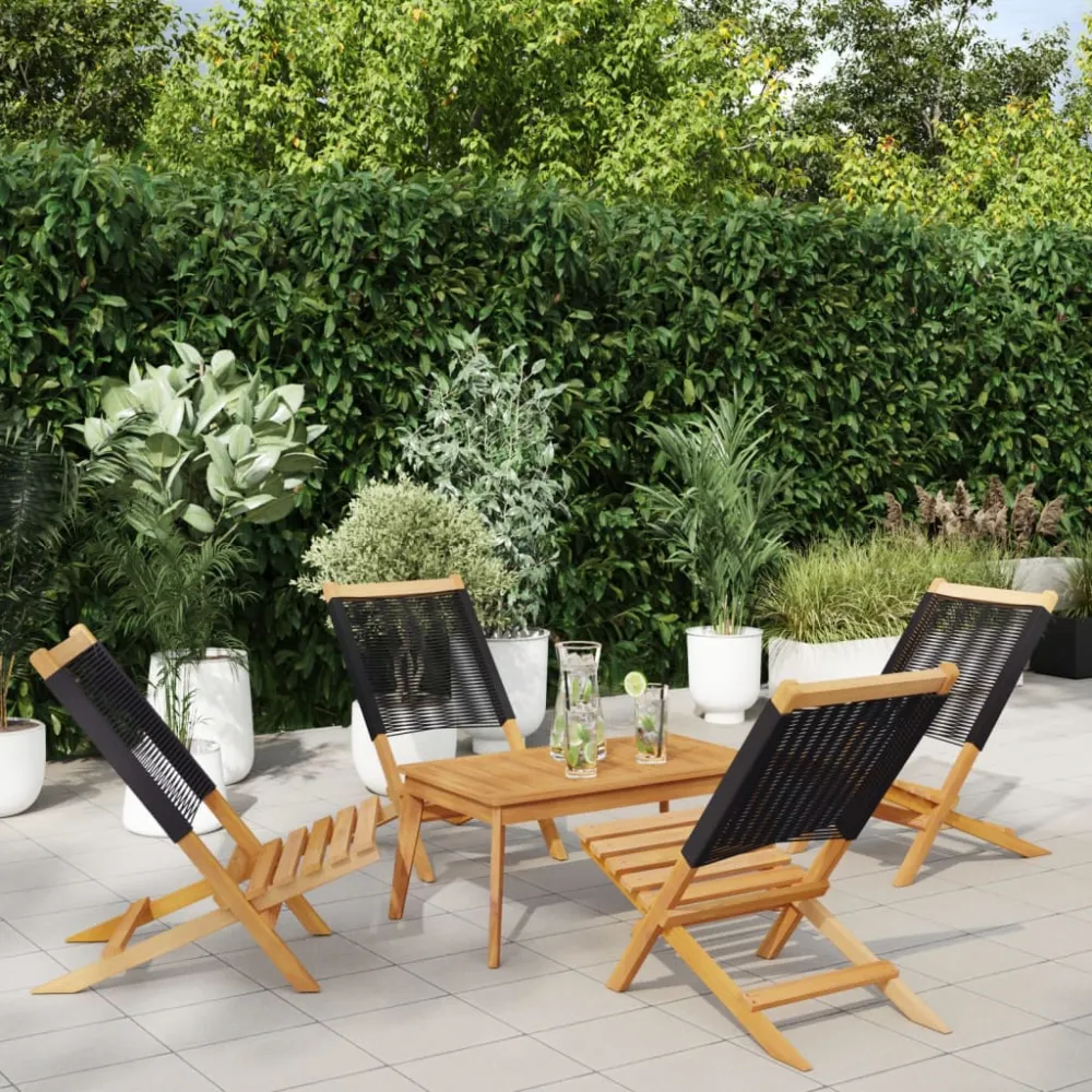 Tuinstoelen 4 st inklapbaar massief acaciahout zwart vidaXL
