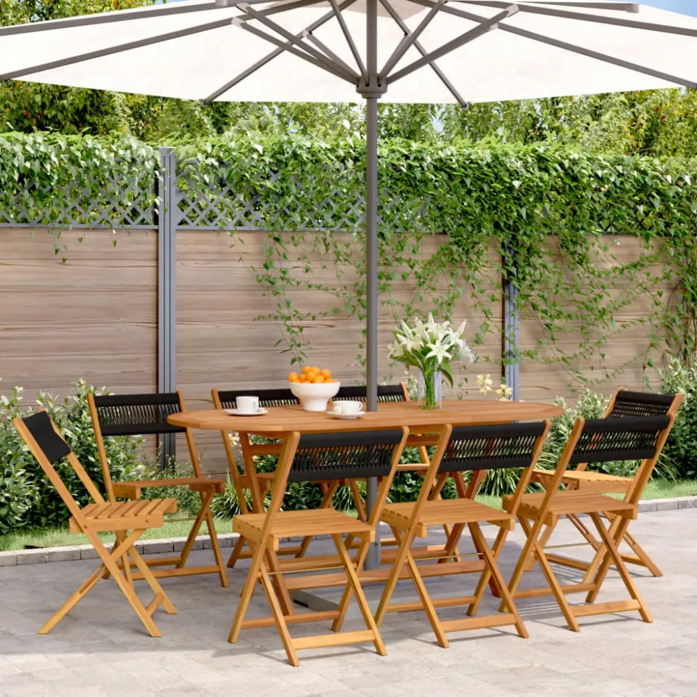 Tuinstoelen 8 st inklapbaar massief acaciahout zwart vidaXL