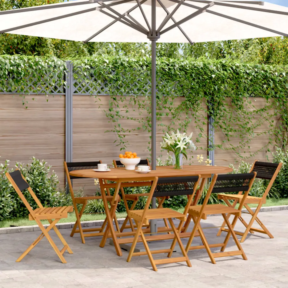 Tuinstoelen 6 st inklapbaar massief acaciahout zwart vidaXL
