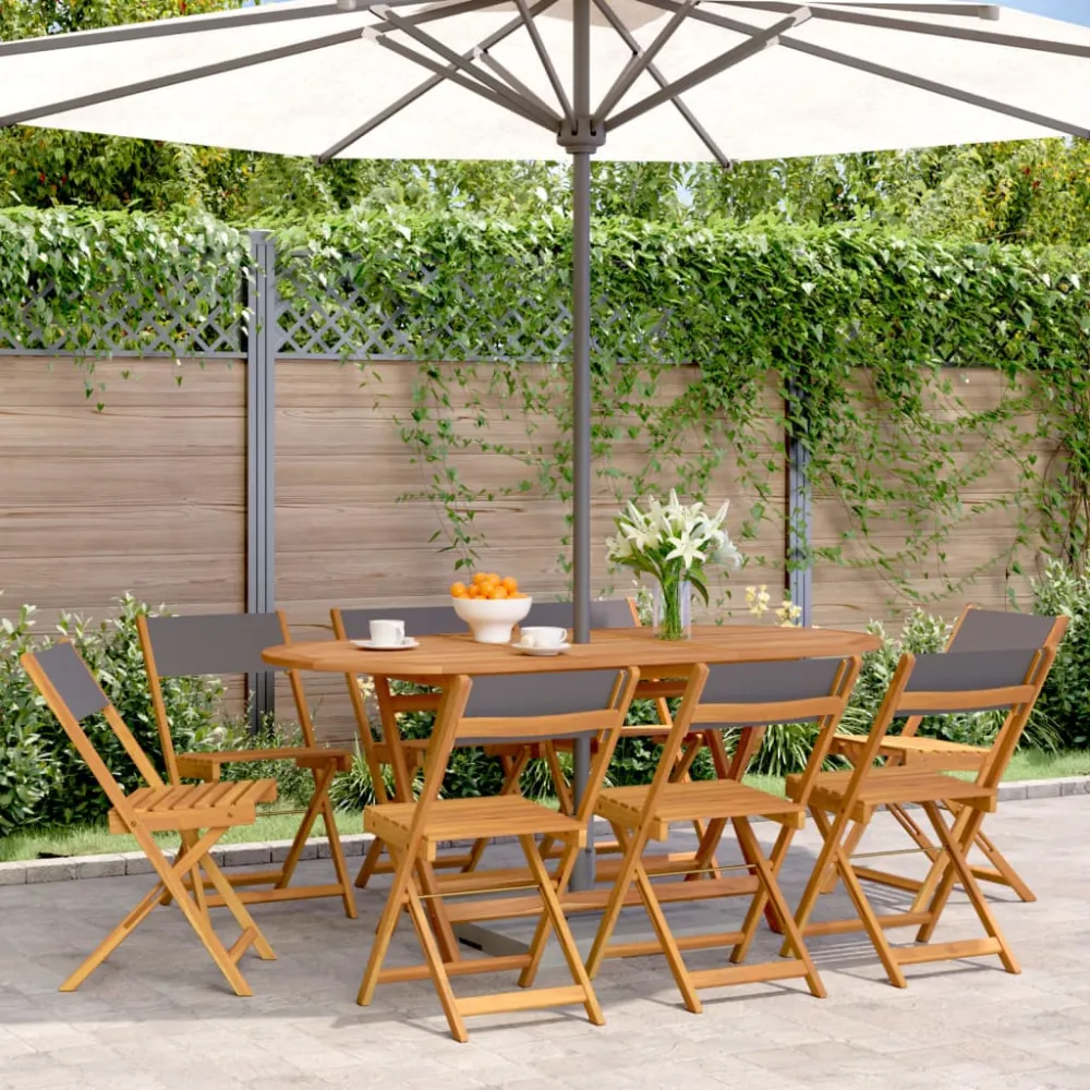 Tuinstoelen 8 st inklapbaar massief hout en stof antracietkleur vidaXL