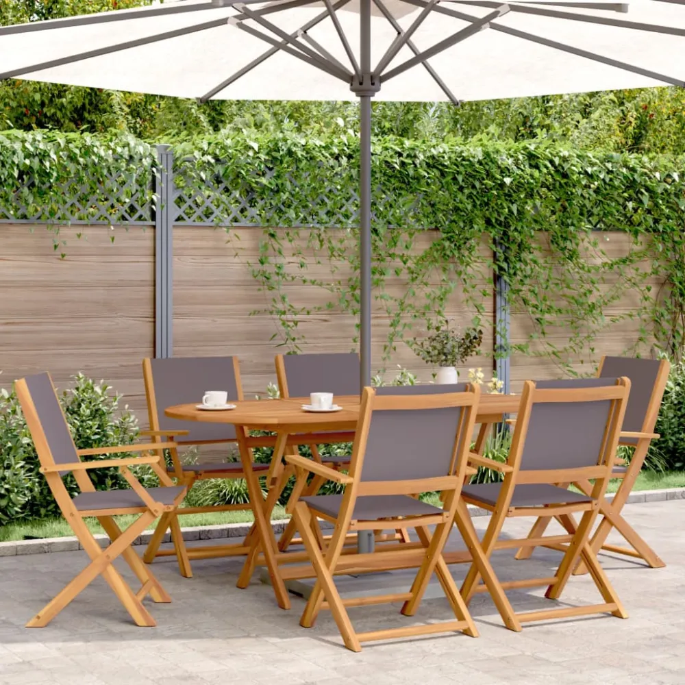 Tuinstoelen 6 st inklapbaar massief hout en stof antracietkleur vidaXL