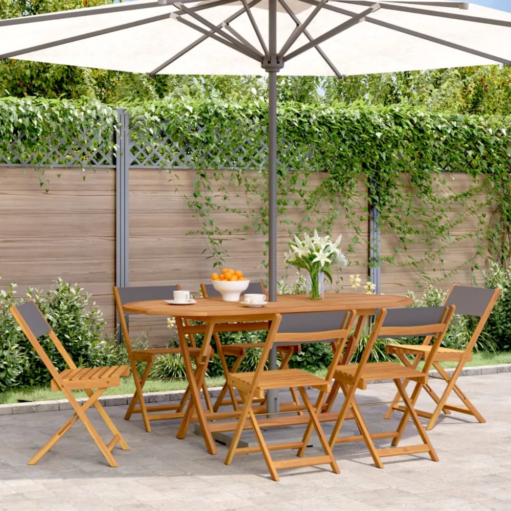 Tuinstoelen 6 st inklapbaar massief hout en stof antracietkleur vidaXL
