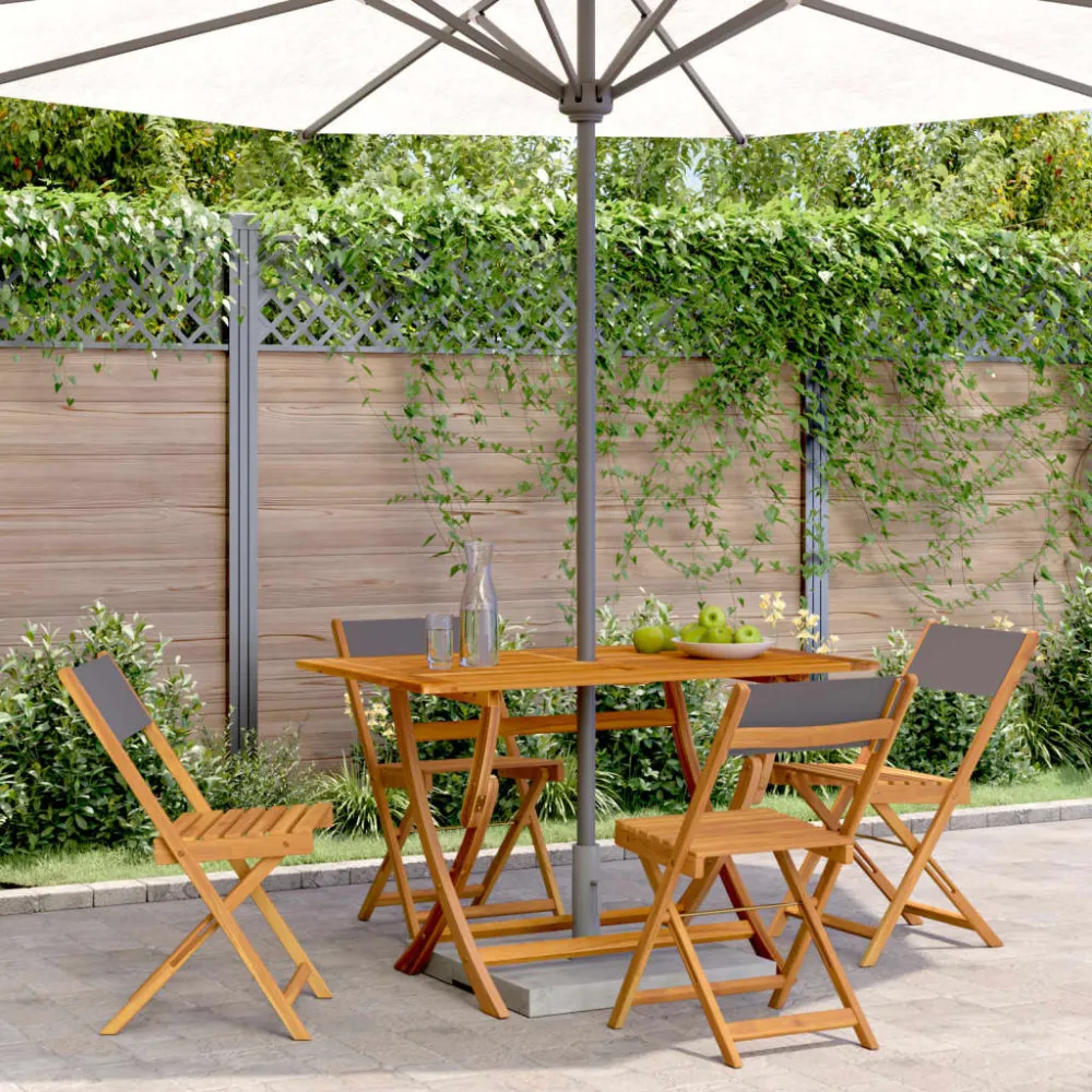 Tuinstoelen 4 st inklapbaar massief hout en stof antracietkleur vidaXL