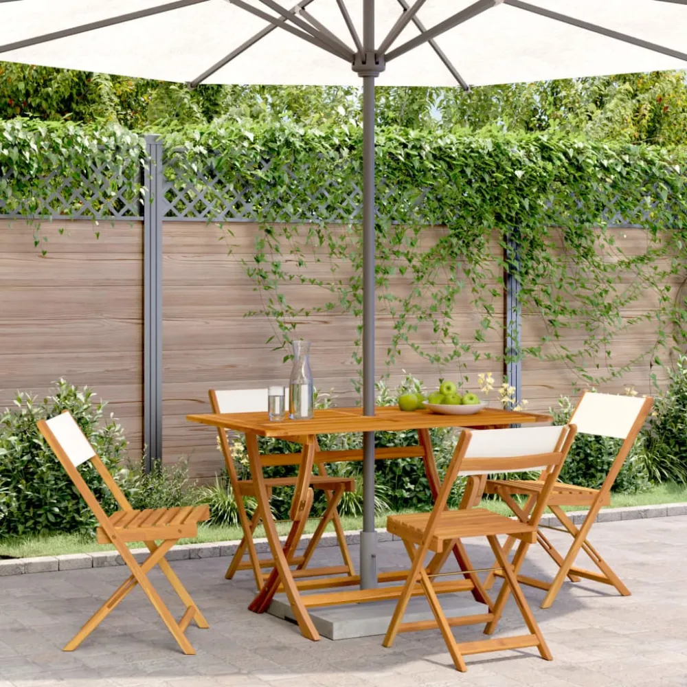 Tuinstoelen 4 st inklapbaar massief hout en stof crèmewit vidaXL