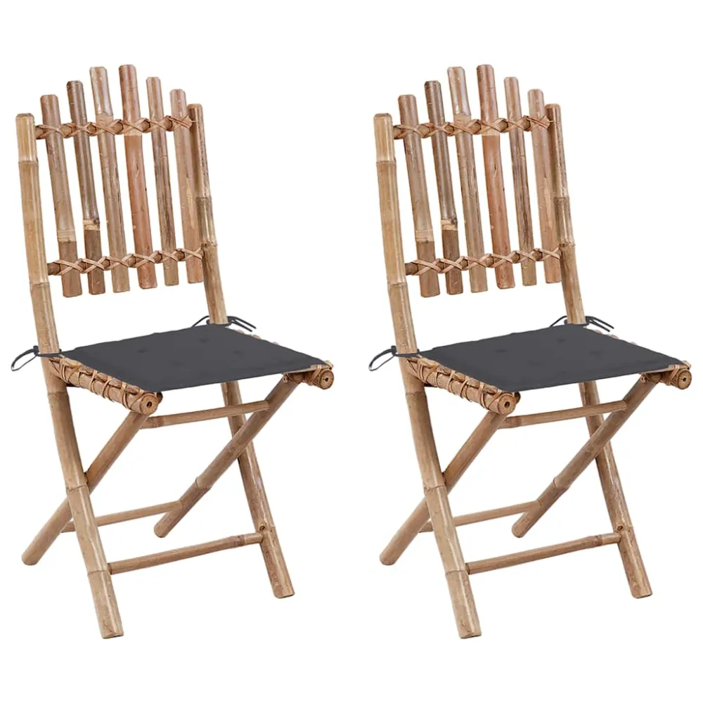 Tuinstoelen 2 st inklapbaar met kussens bamboe vidaXL