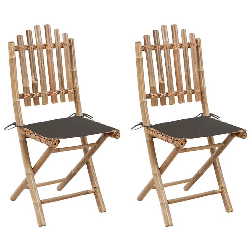 Tuinstoelen 2 st inklapbaar met kussens bamboe vidaXL