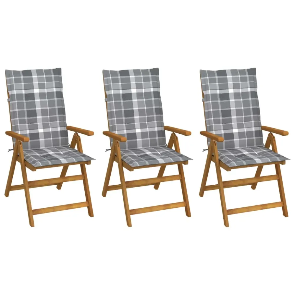 Tuinstoelen 3 st inklapbaar met kussens massief acaciahout vidaXL