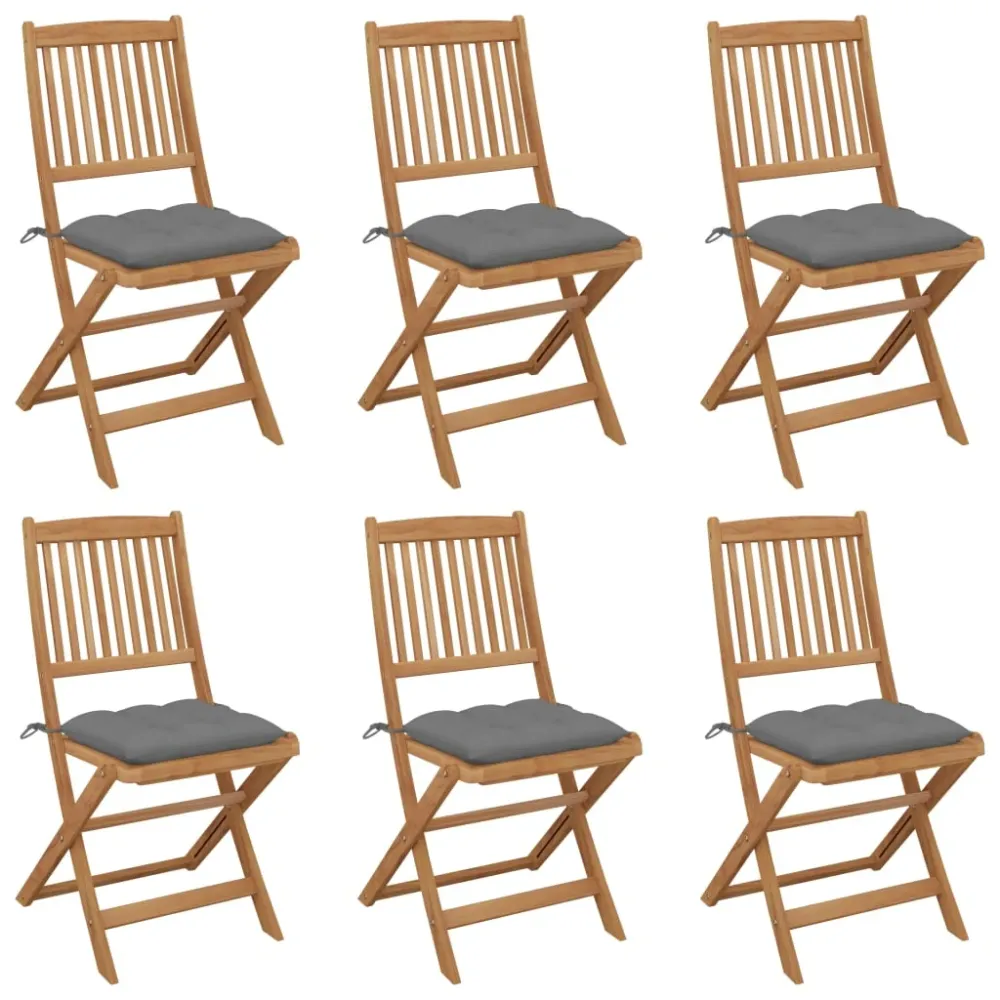 Tuinstoelen 6 st inklapbaar met kussens massief acaciahout vidaXL