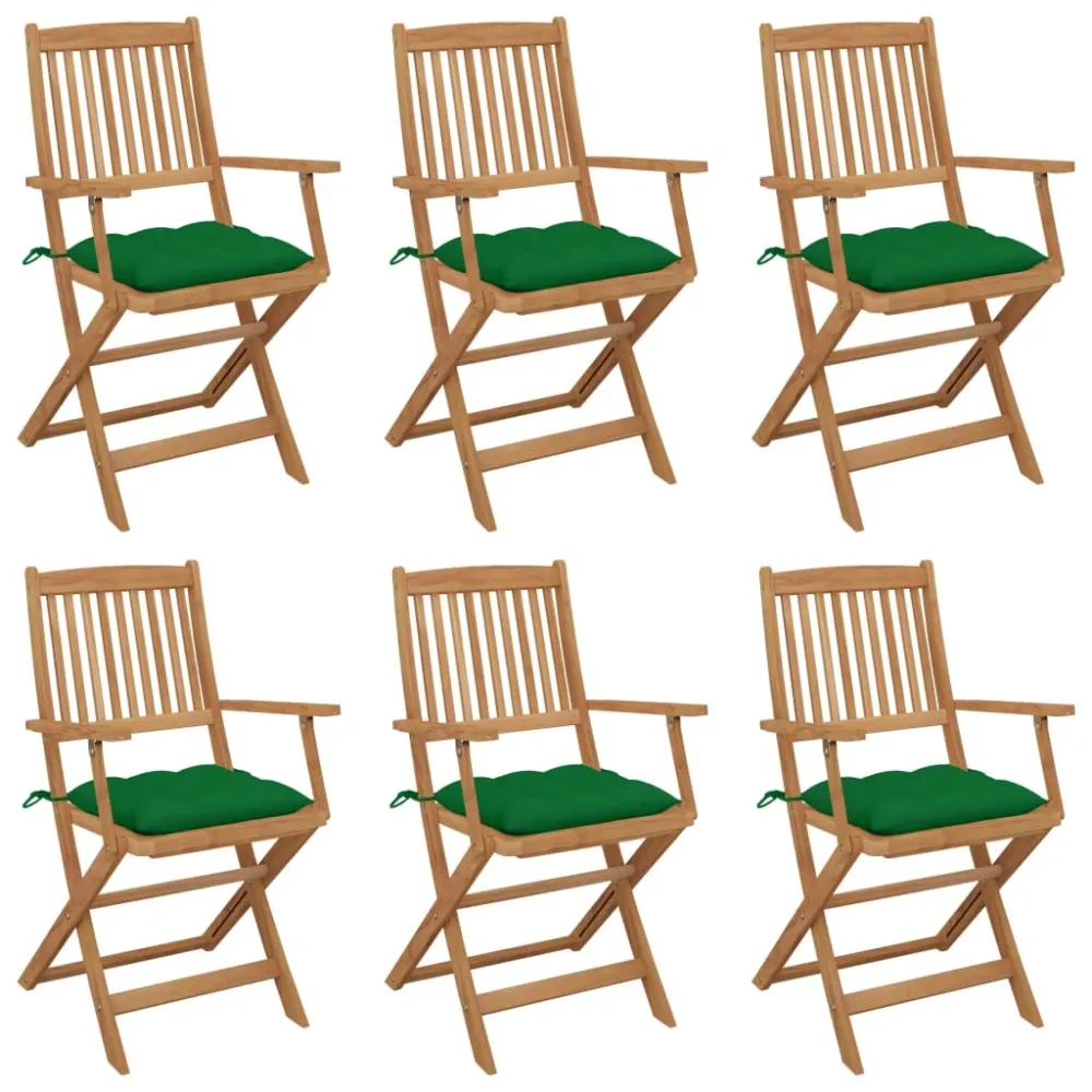 Tuinstoelen 6 st inklapbaar met kussens massief acaciahout vidaXL