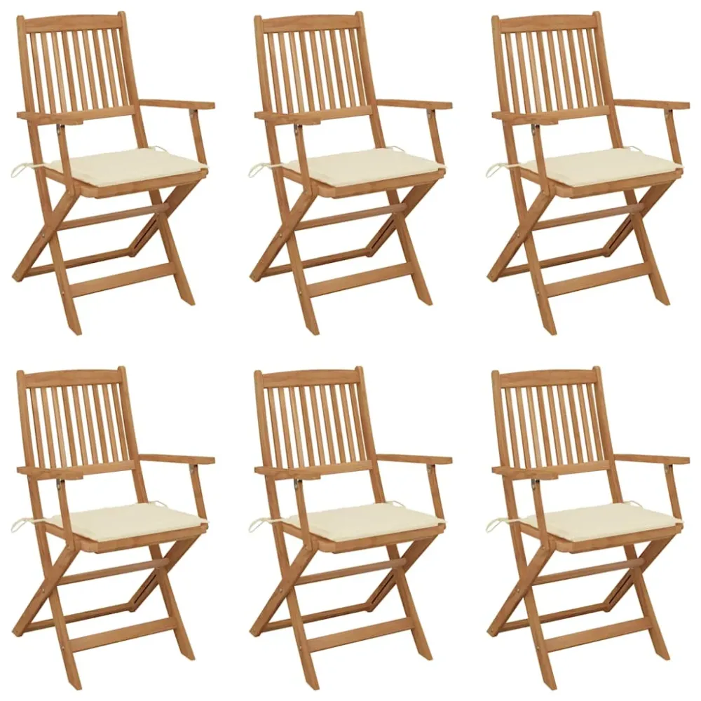 Tuinstoelen 6 st inklapbaar met kussens massief acaciahout vidaXL