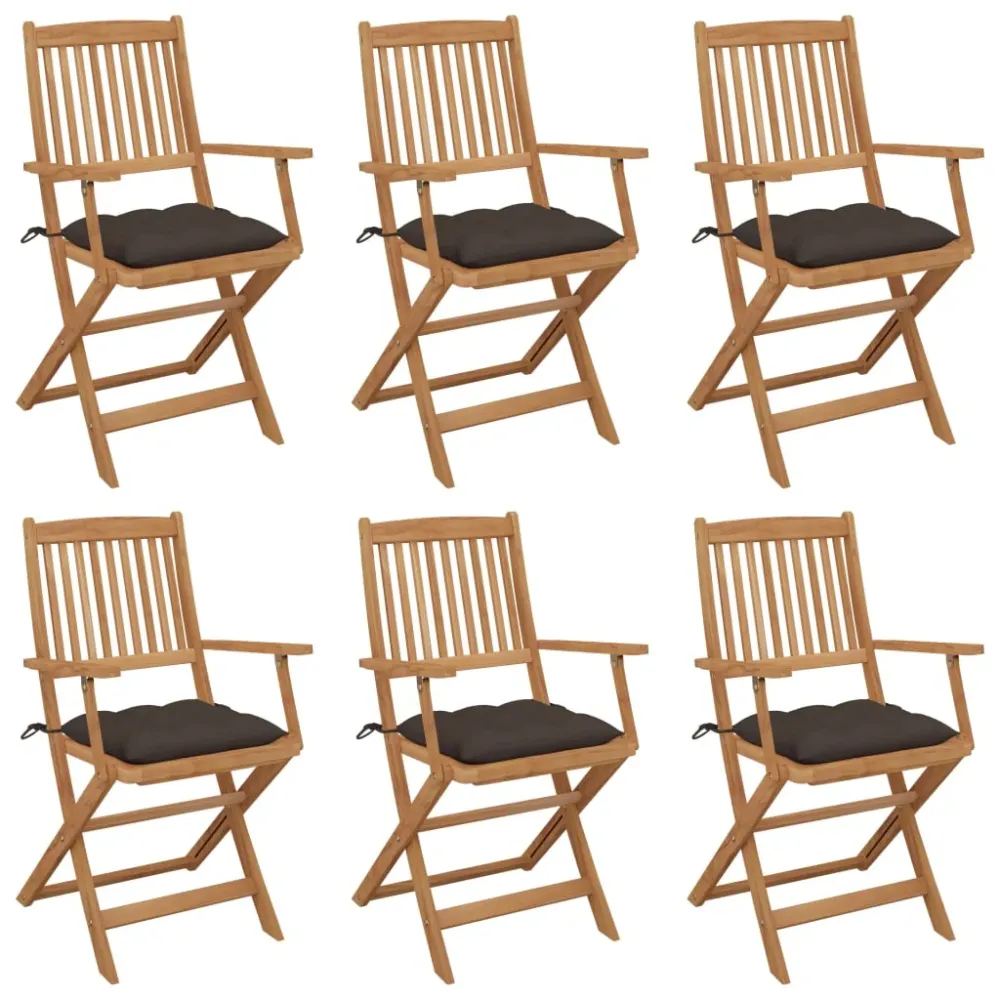 Tuinstoelen 6 st inklapbaar met kussens massief acaciahout vidaXL