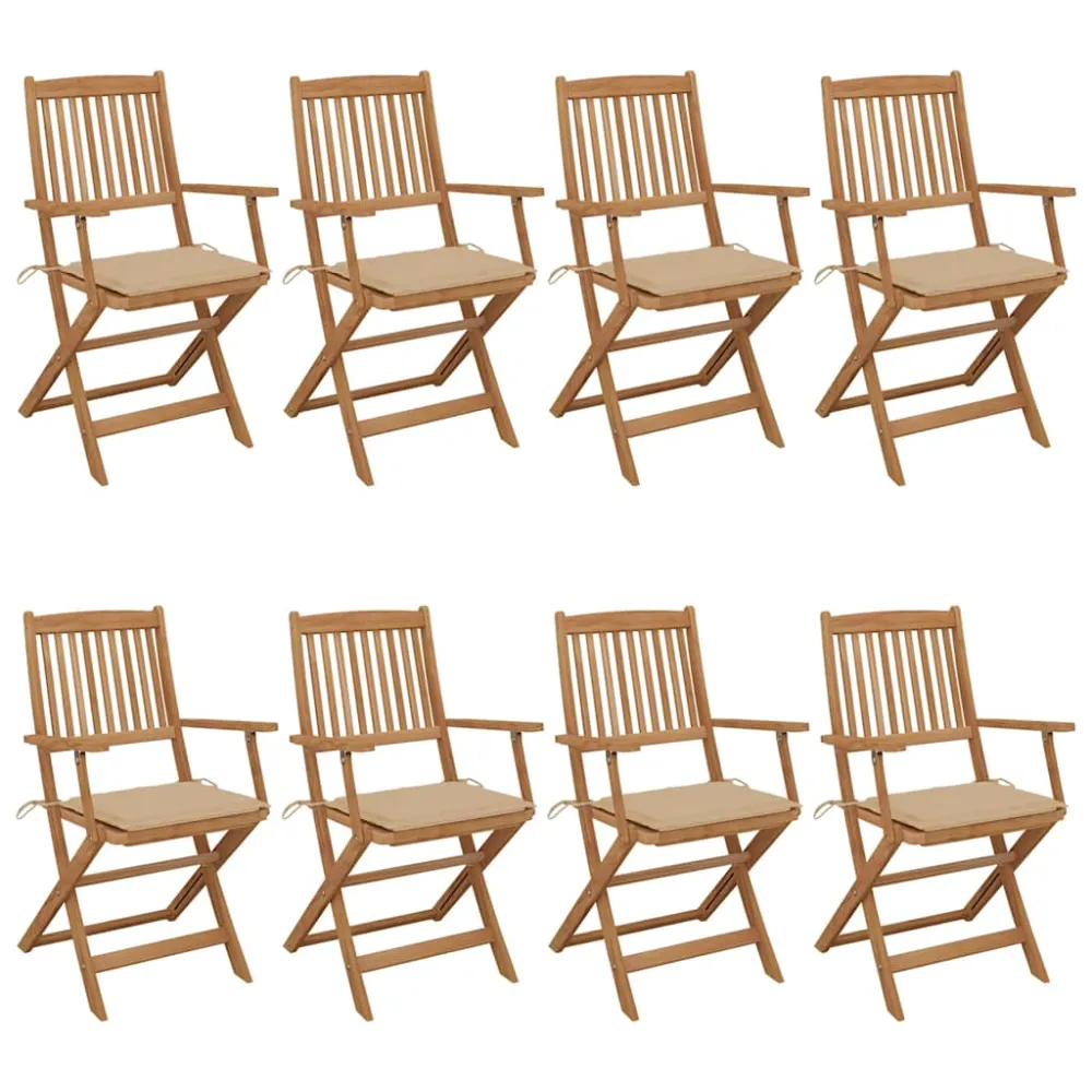 Tuinstoelen 8 st inklapbaar met kussens massief acaciahout vidaXL