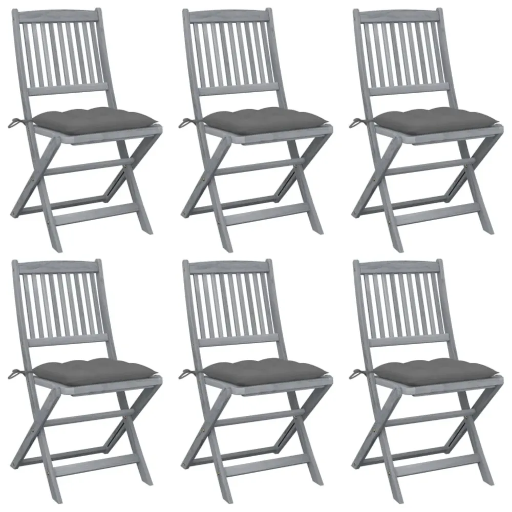 Tuinstoelen 6 st inklapbaar met kussens massief acaciahout vidaXL