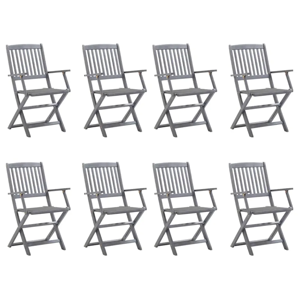 Tuinstoelen 8 st inklapbaar met kussens massief acaciahout vidaXL