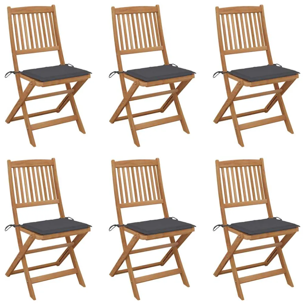 Tuinstoelen 6 st inklapbaar met kussens massief acaciahout vidaXL