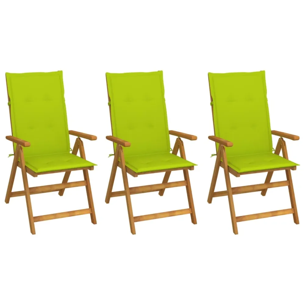 Tuinstoelen 3 st inklapbaar met kussens massief acaciahout vidaXL