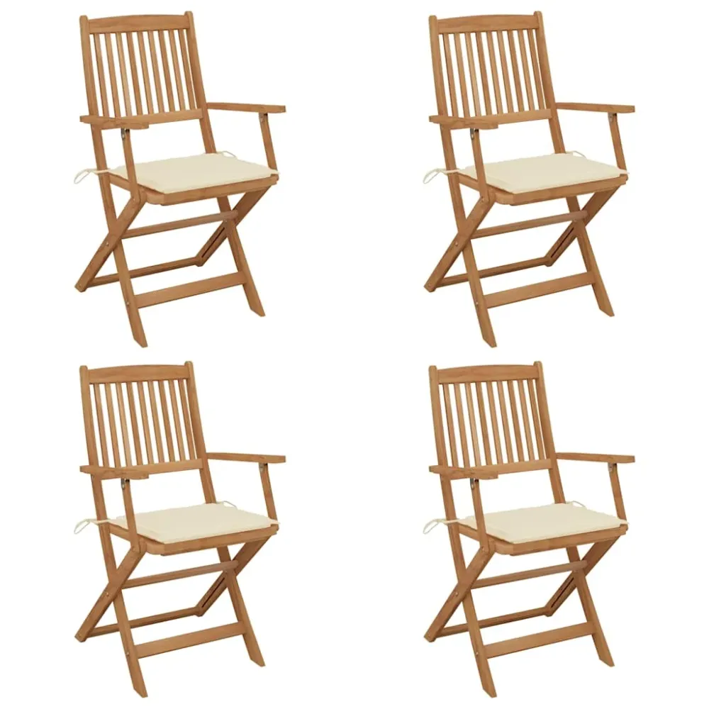 Tuinstoelen 4 st inklapbaar met kussens massief acaciahout vidaXL