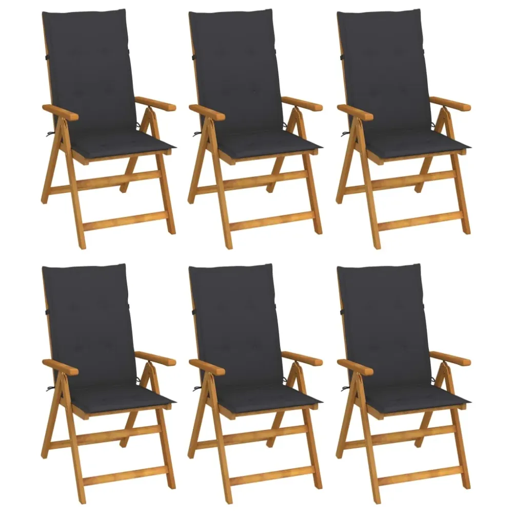 Tuinstoelen 6 st inklapbaar met kussens massief acaciahout vidaXL