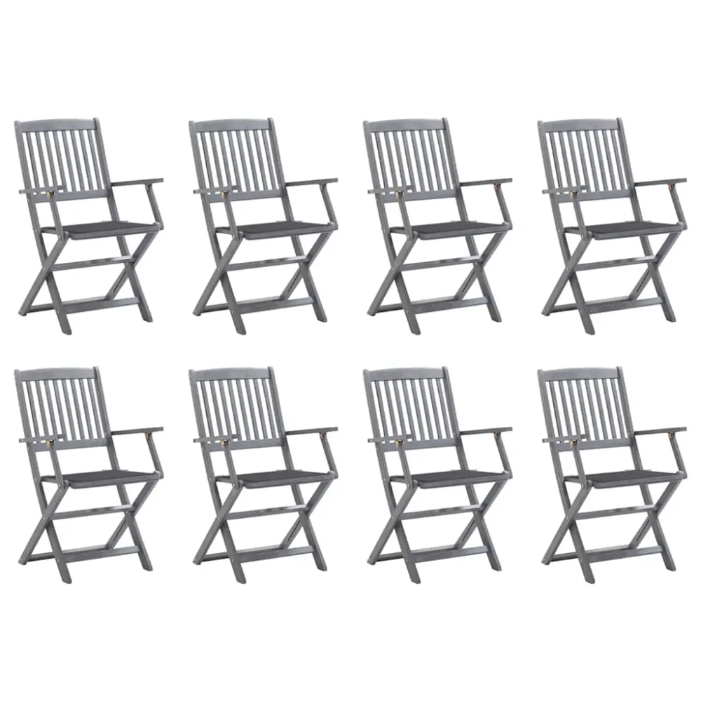 Tuinstoelen 8 st inklapbaar met kussens massief acaciahout vidaXL
