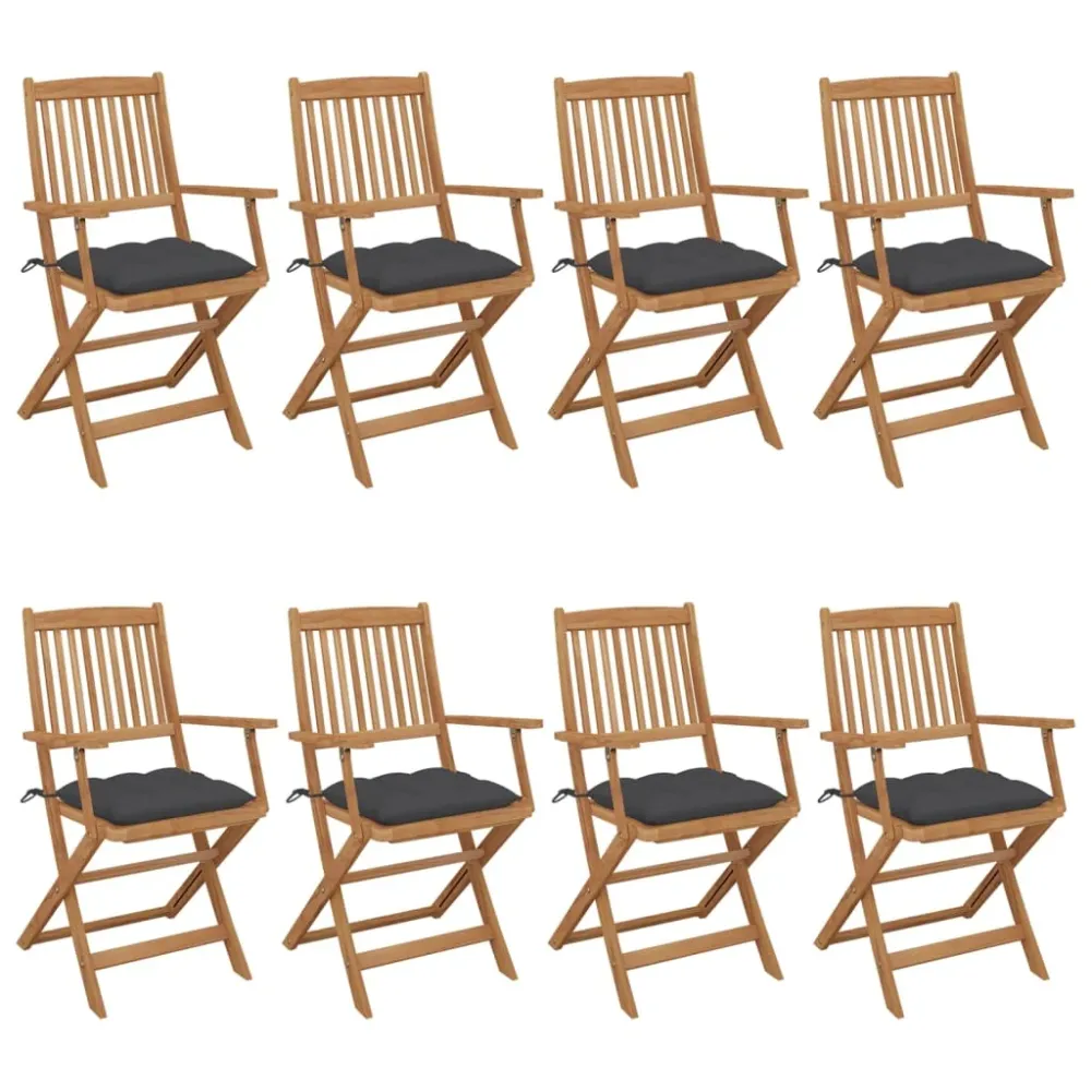 Tuinstoelen 8 st inklapbaar met kussens massief acaciahout vidaXL