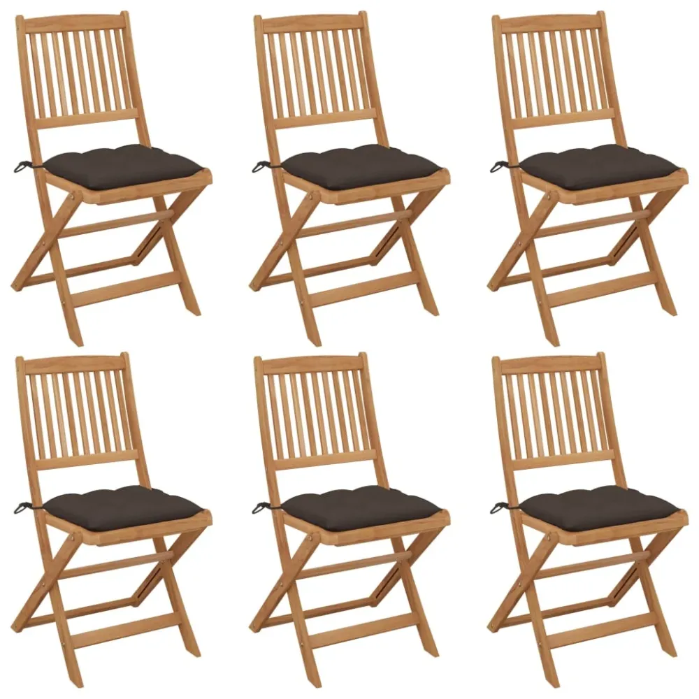Tuinstoelen 6 st inklapbaar met kussens massief acaciahout vidaXL