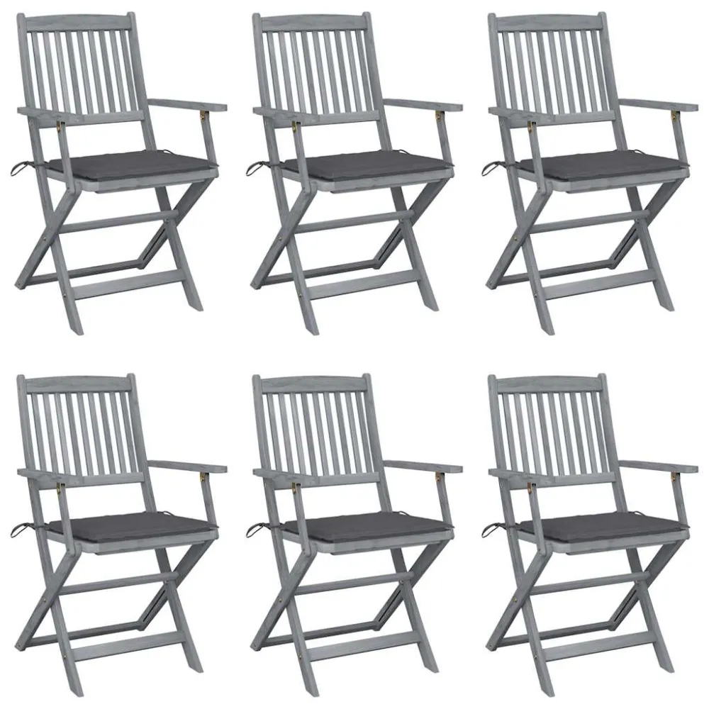 Tuinstoelen 6 st inklapbaar met kussens massief acaciahout vidaXL