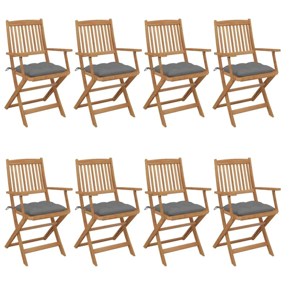 Tuinstoelen 8 st inklapbaar met kussens massief acaciahout vidaXL
