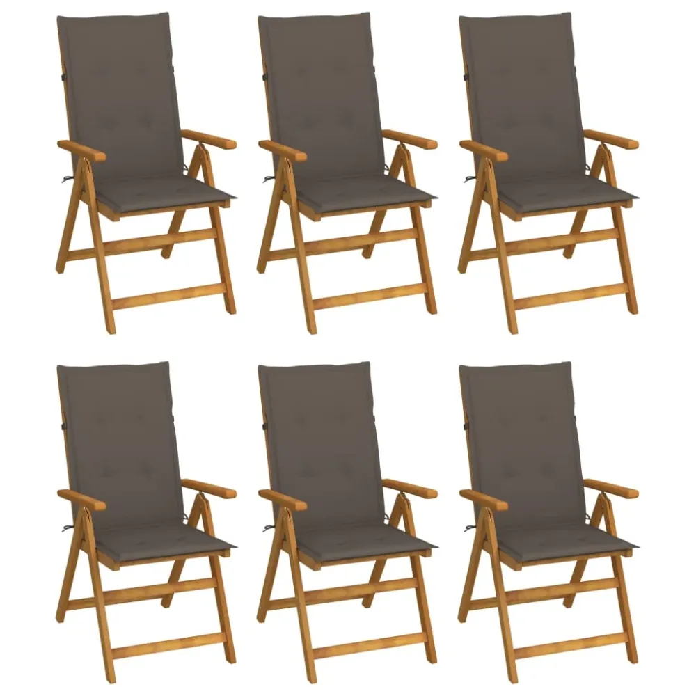 Tuinstoelen 6 st inklapbaar met kussens massief acaciahout vidaXL