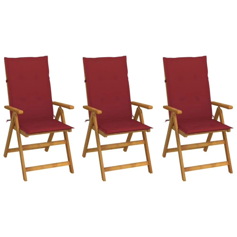 Tuinstoelen 3 st inklapbaar met kussens massief acaciahout vidaXL