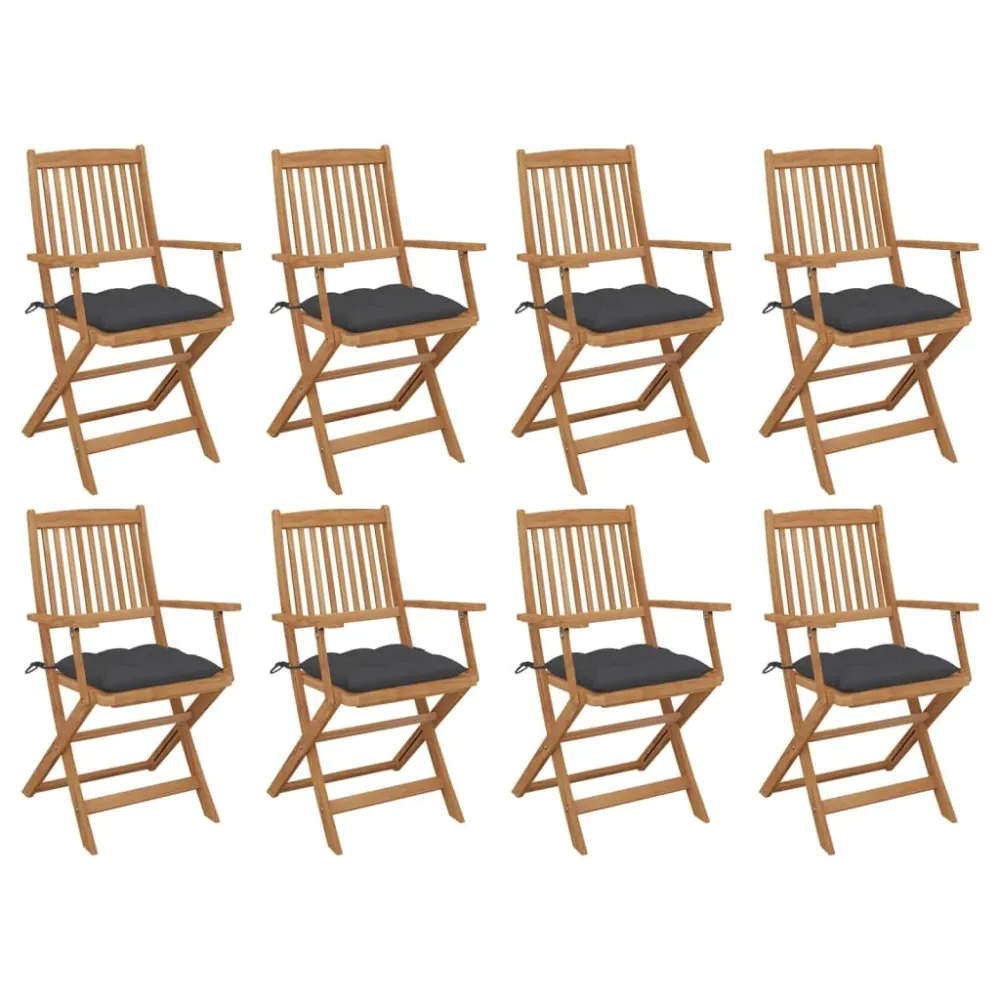 Tuinstoelen 8 st inklapbaar met kussens massief acaciahout vidaXL